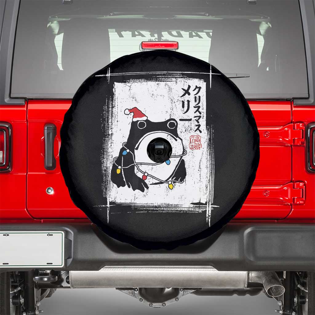Funny Christmas Japanese Spare Tire Cover Santa Frog Ukiyoe Art TS11 Black Print Your Wear