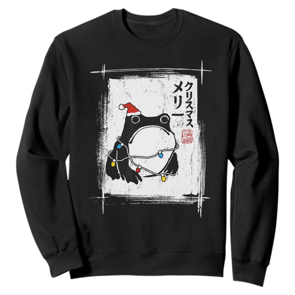 Funny Christmas Japanese Sweatshirt Santa Frog Ukiyoe Art TS11 Black Print Your Wear