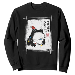Funny Christmas Japanese Sweatshirt Santa Frog Ukiyoe Art TS11 Black Print Your Wear