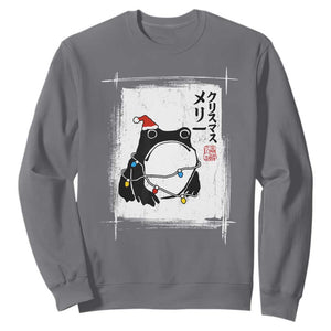 Funny Christmas Japanese Sweatshirt Santa Frog Ukiyoe Art TS11 Charcoal Print Your Wear
