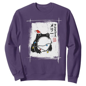 Funny Christmas Japanese Sweatshirt Santa Frog Ukiyoe Art TS11 Purple Print Your Wear
