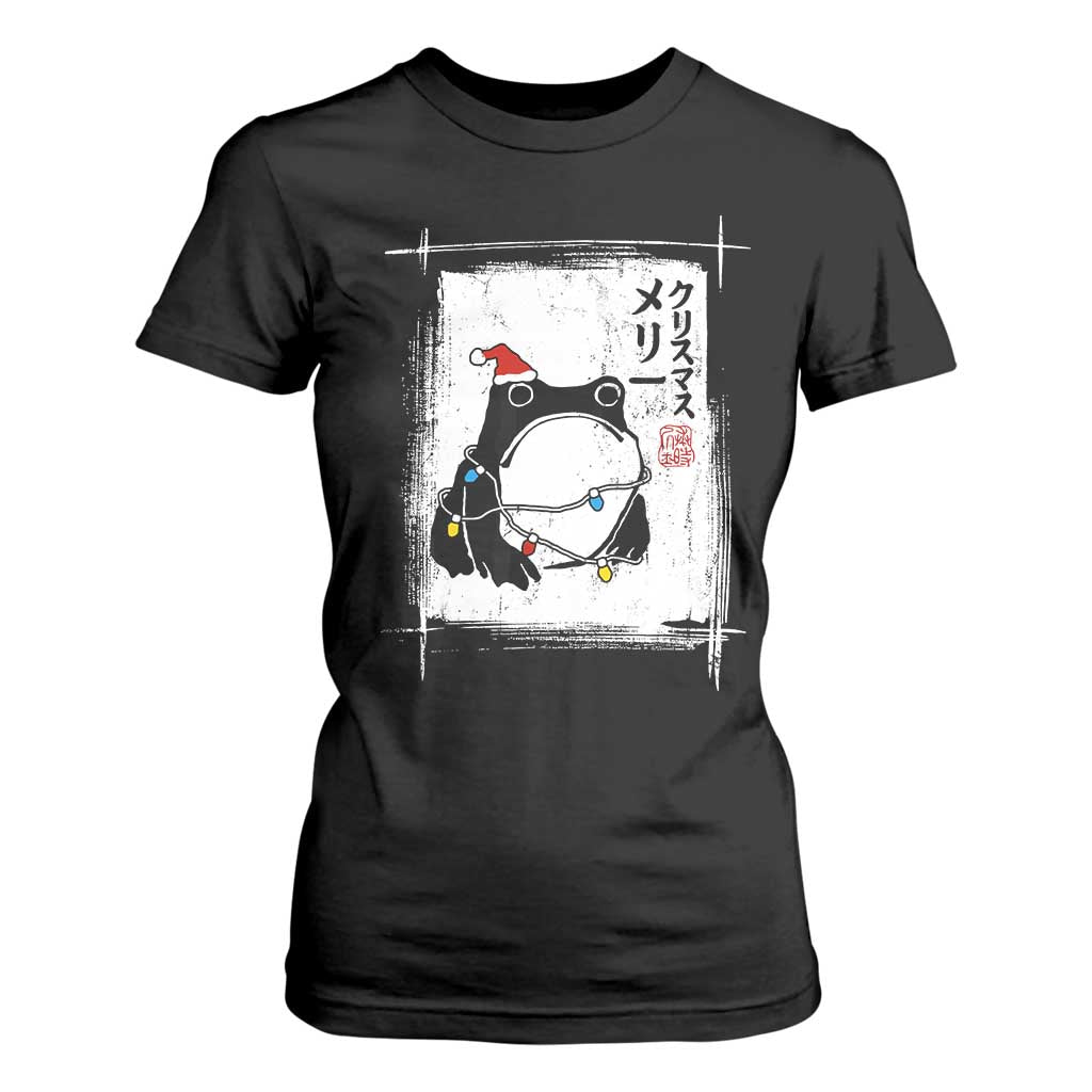 Funny Christmas Japanese T Shirt For Women Santa Frog Ukiyoe Art TS11 Black Print Your Wear
