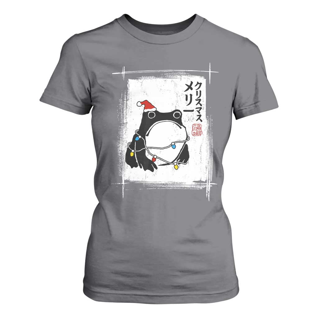 Funny Christmas Japanese T Shirt For Women Santa Frog Ukiyoe Art TS11 Charcoal Print Your Wear