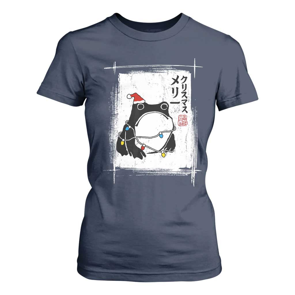 Funny Christmas Japanese T Shirt For Women Santa Frog Ukiyoe Art TS11 Navy Print Your Wear