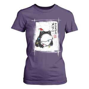 Funny Christmas Japanese T Shirt For Women Santa Frog Ukiyoe Art TS11 Purple Print Your Wear