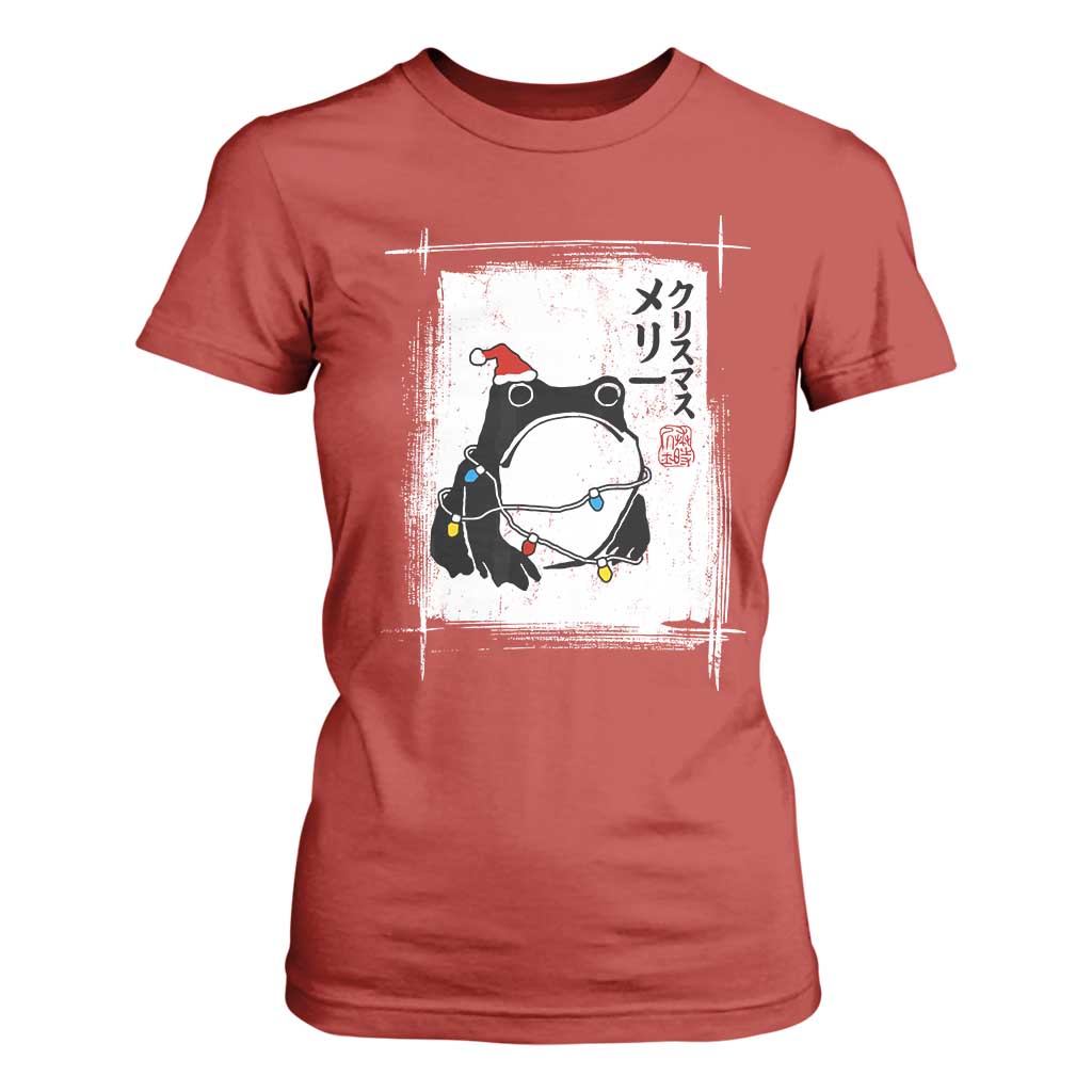 Funny Christmas Japanese T Shirt For Women Santa Frog Ukiyoe Art TS11 Red Print Your Wear