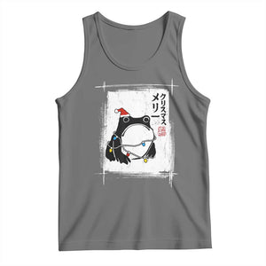 Funny Christmas Japanese Tank Top Santa Frog Ukiyoe Art TS11 Black Heather Print Your Wear
