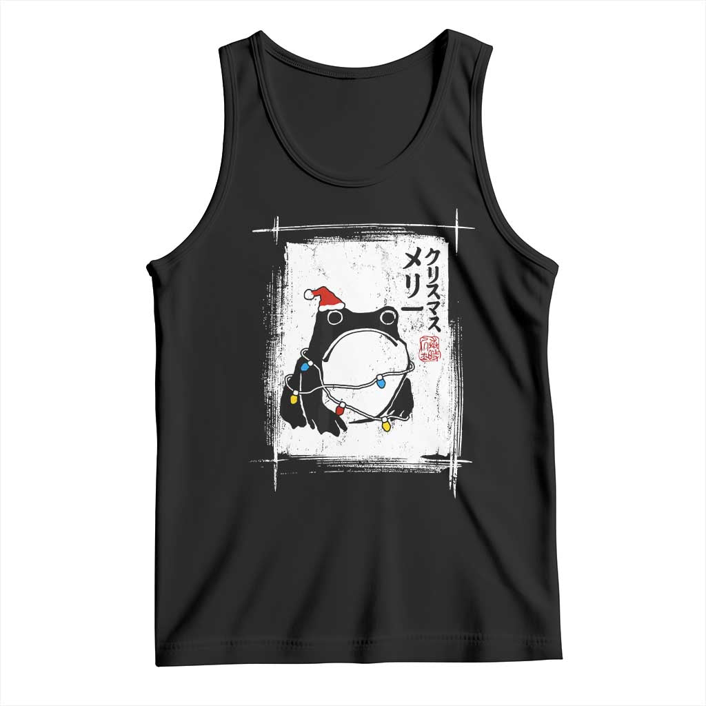 Funny Christmas Japanese Tank Top Santa Frog Ukiyoe Art TS11 Black Print Your Wear