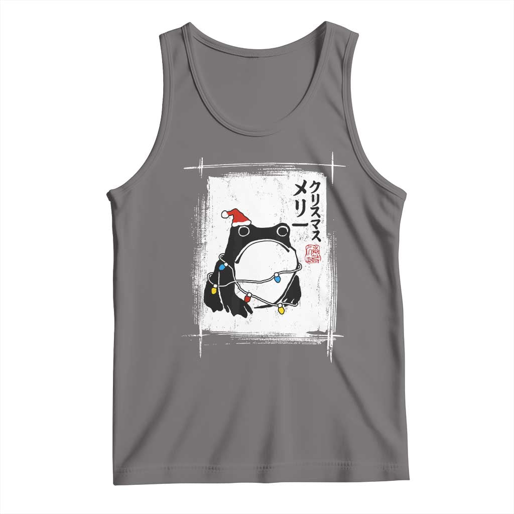 Funny Christmas Japanese Tank Top Santa Frog Ukiyoe Art TS11 Deep Heather Print Your Wear
