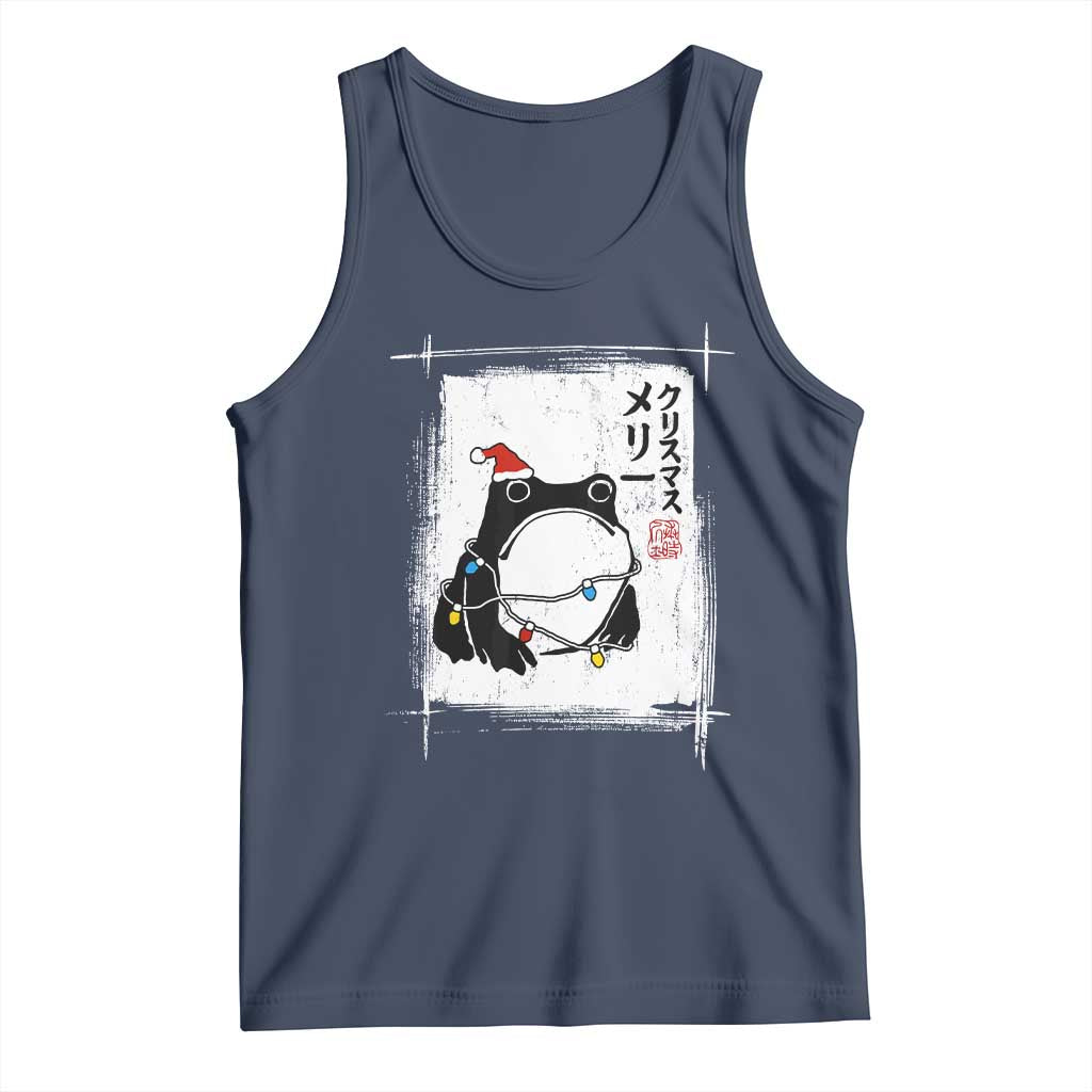 Funny Christmas Japanese Tank Top Santa Frog Ukiyoe Art TS11 Navy Print Your Wear