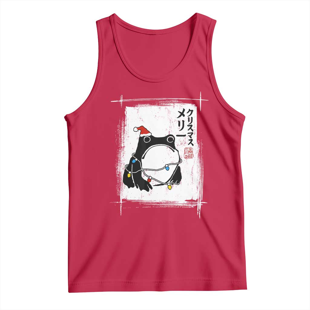 Funny Christmas Japanese Tank Top Santa Frog Ukiyoe Art TS11 Red Print Your Wear