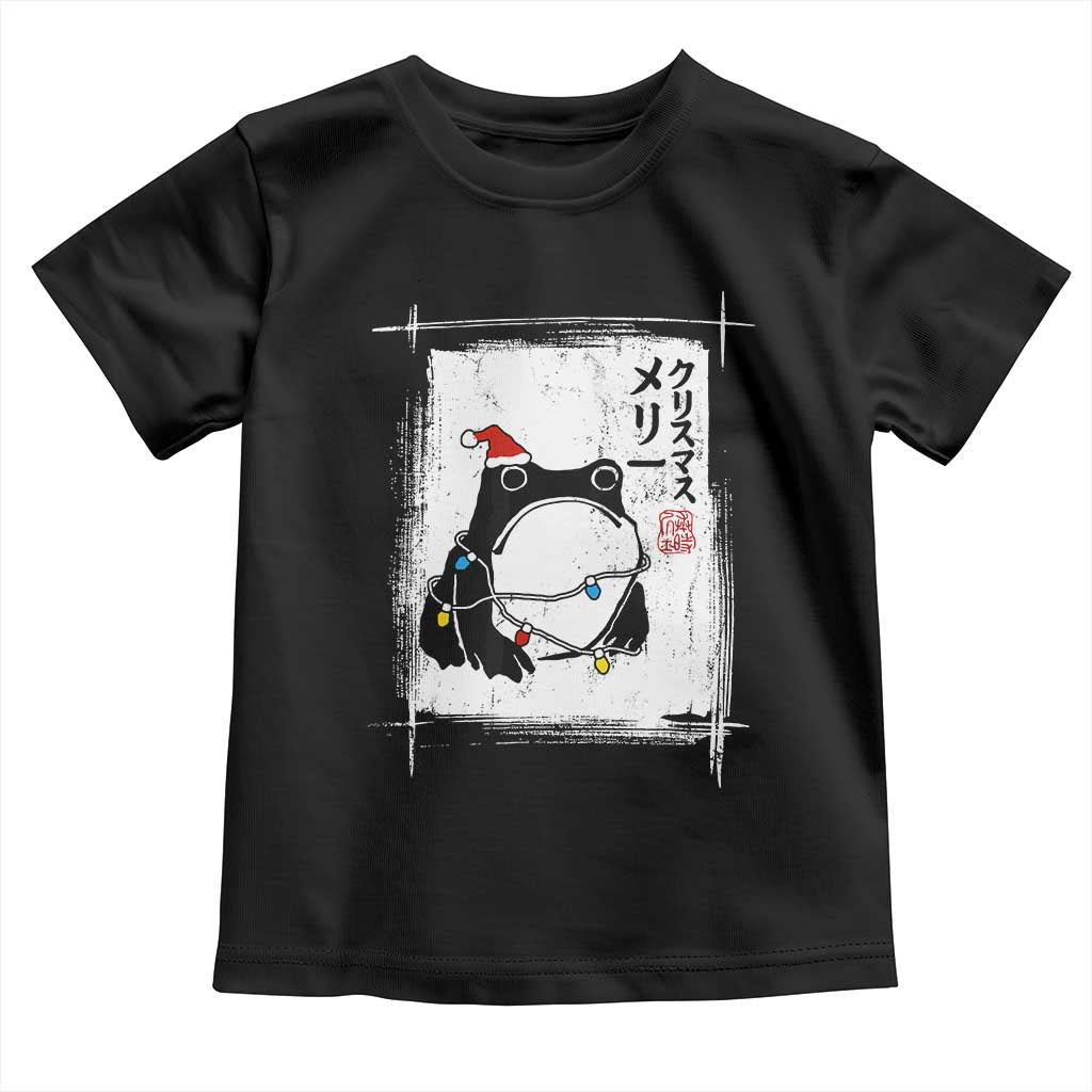 Funny Christmas Japanese Toddler T Shirt Santa Frog Ukiyoe Art TS11 Black Print Your Wear