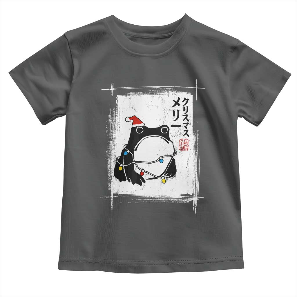 Funny Christmas Japanese Toddler T Shirt Santa Frog Ukiyoe Art TS11 Dark Heather Print Your Wear