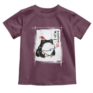 Funny Christmas Japanese Toddler T Shirt Santa Frog Ukiyoe Art TS11 Maroon Print Your Wear