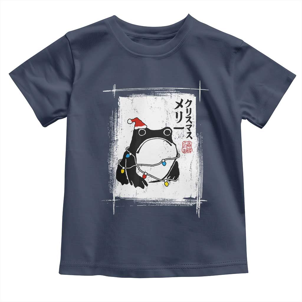 Funny Christmas Japanese Toddler T Shirt Santa Frog Ukiyoe Art TS11 Navy Print Your Wear