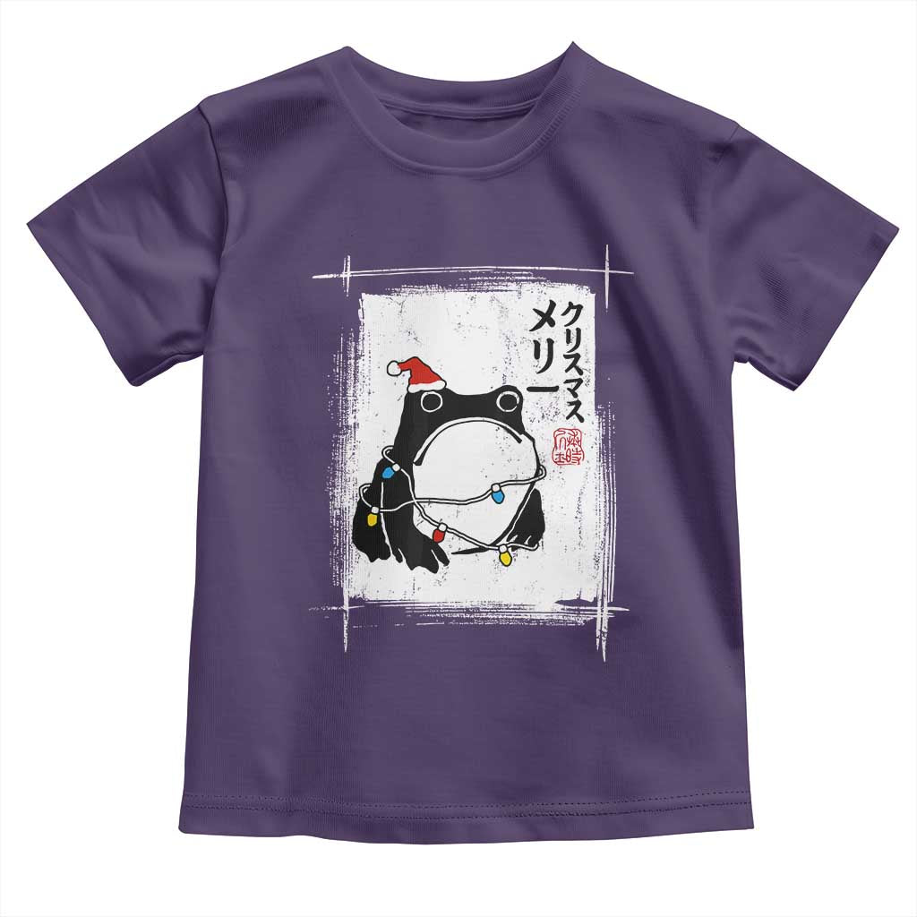 Funny Christmas Japanese Toddler T Shirt Santa Frog Ukiyoe Art TS11 Purple Print Your Wear