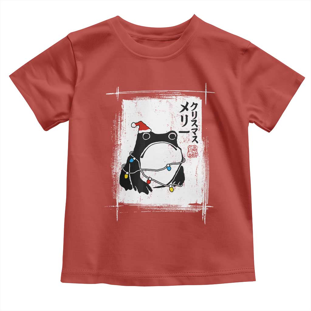 Funny Christmas Japanese Toddler T Shirt Santa Frog Ukiyoe Art TS11 Red Print Your Wear