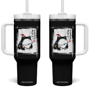 Funny Christmas Japanese Tumbler With Handle Santa Frog Ukiyoe Art TS11 One Size: 40 oz Black Print Your Wear
