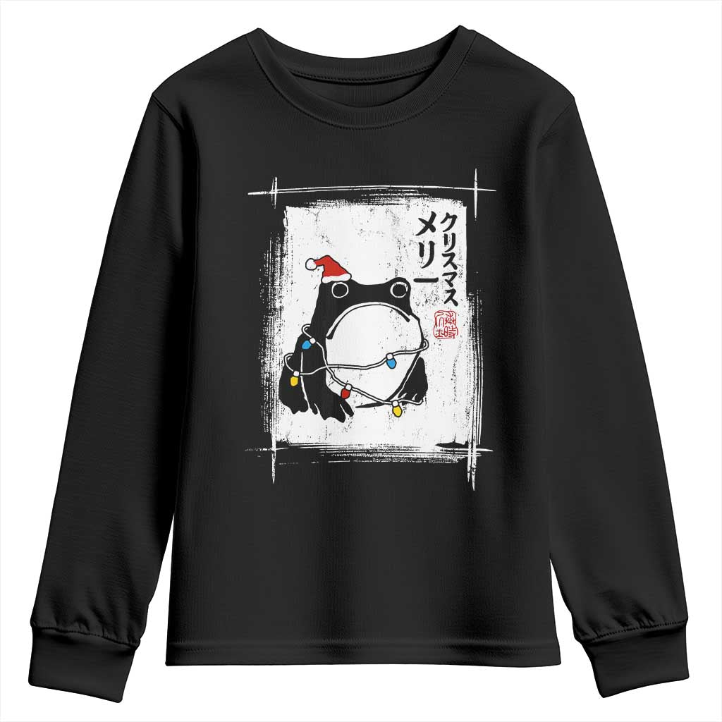 Funny Christmas Japanese Youth Sweatshirt Santa Frog Ukiyoe Art TS11 Black Print Your Wear