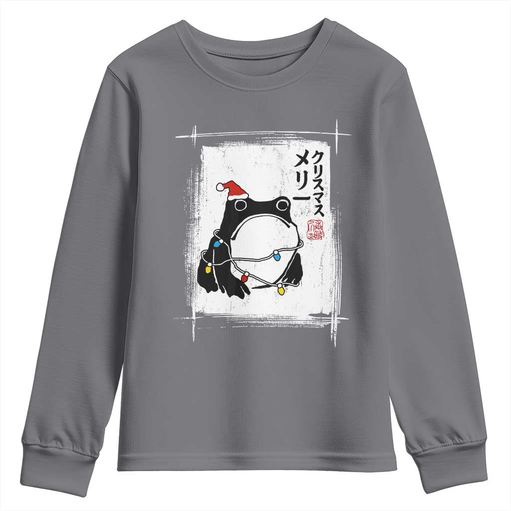 Funny Christmas Japanese Youth Sweatshirt Santa Frog Ukiyoe Art TS11 Charcoal Print Your Wear
