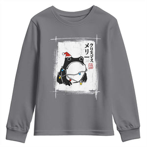 Funny Christmas Japanese Youth Sweatshirt Santa Frog Ukiyoe Art TS11 Charcoal Print Your Wear