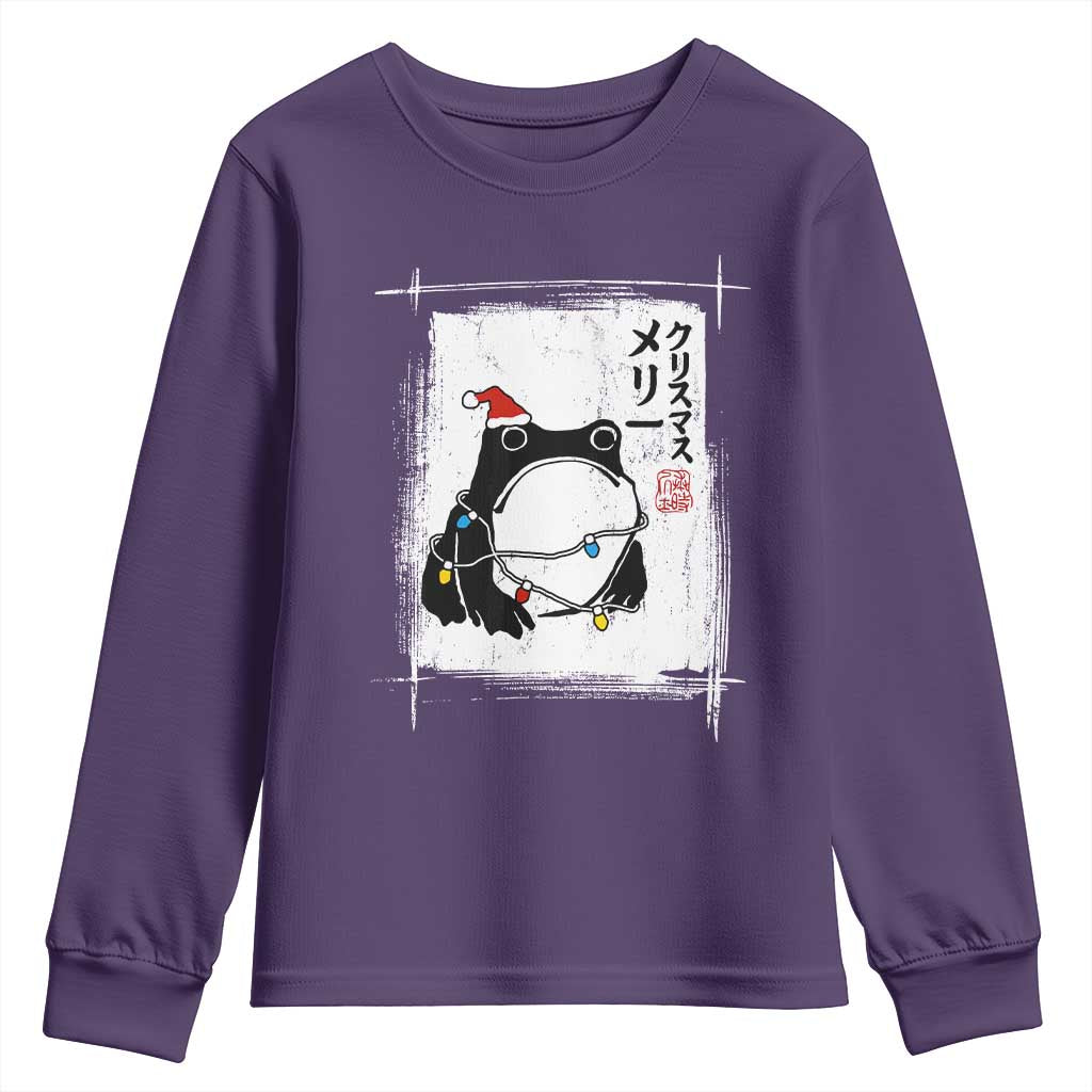 Funny Christmas Japanese Youth Sweatshirt Santa Frog Ukiyoe Art TS11 Purple Print Your Wear