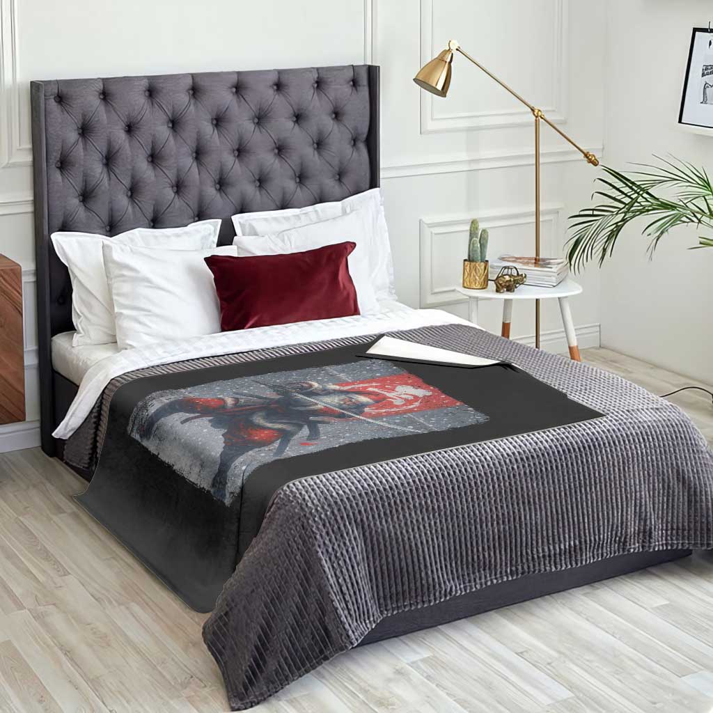 Christmas Samurai Santa Throw Blanket Japanese Xmas Warrior Sword Katana TS11 Print Your Wear
