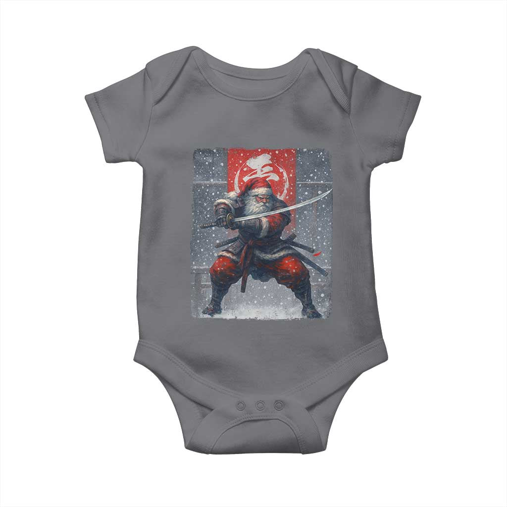 Christmas Samurai Santa Baby Onesie Japanese Xmas Warrior Sword Katana TS11 Charcoal Print Your Wear