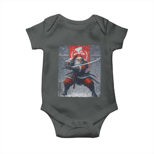Christmas Samurai Santa Baby Onesie Japanese Xmas Warrior Sword Katana TS11 Dark Heather Print Your Wear