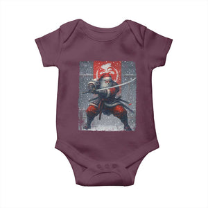 Christmas Samurai Santa Baby Onesie Japanese Xmas Warrior Sword Katana TS11 Maroon Print Your Wear