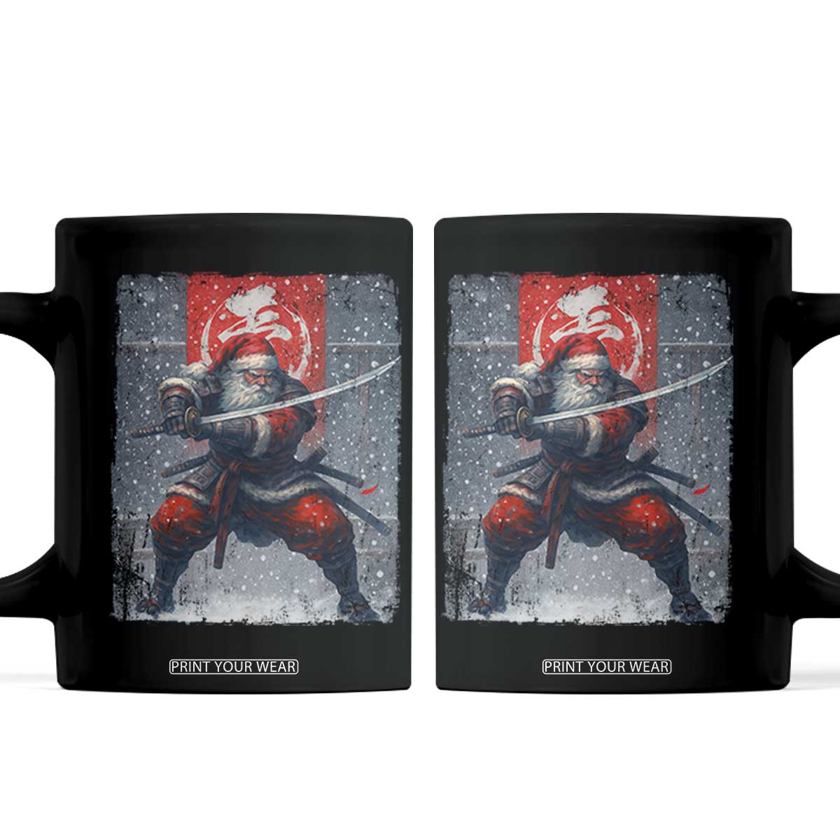 Christmas Samurai Santa Coffee Mug Japanese Xmas Warrior Sword Katana TS11 Black Print Your Wear