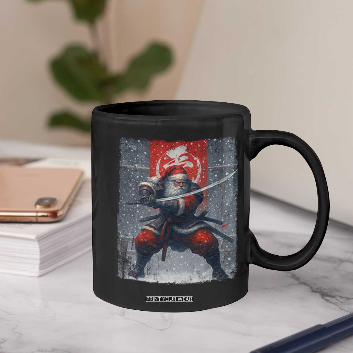 Christmas Samurai Santa Coffee Mug Japanese Xmas Warrior Sword Katana TS11 Print Your Wear