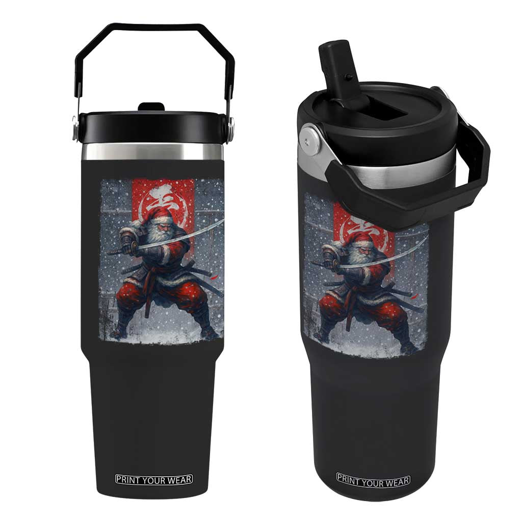 Christmas Samurai Santa Flip Straw Tumbler Japanese Xmas Warrior Sword Katana TS11 One Size: 30 oz Black Print Your Wear