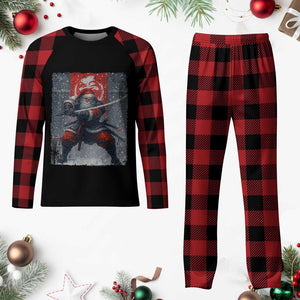 Christmas Samurai Santa Plaid Pajama Set Japanese Xmas Warrior Sword Katana TS11 Buffalo Plaid Print Your Wear