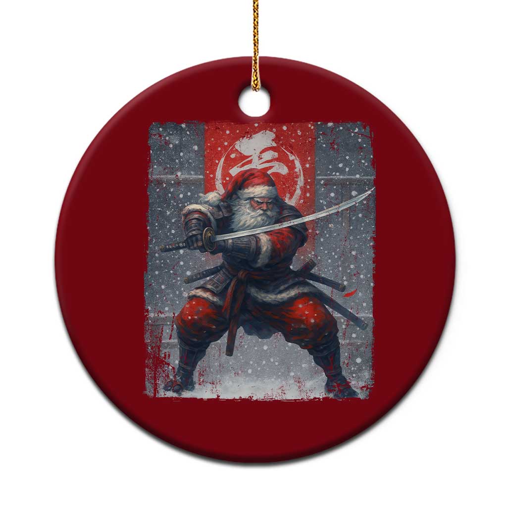 Christmas Samurai Santa Ceramic Ornament Japanese Xmas Warrior Sword Katana TS11 1pc Red Print Your Wear