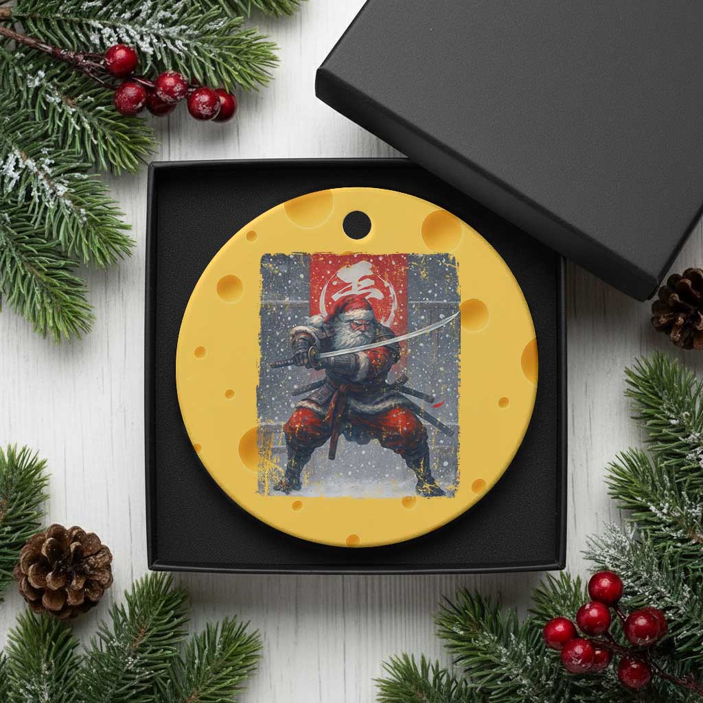 Christmas Samurai Santa Ceramic Ornament Japanese Xmas Warrior Sword Katana TS11 1pc Yellow Cheese Print Your Wear