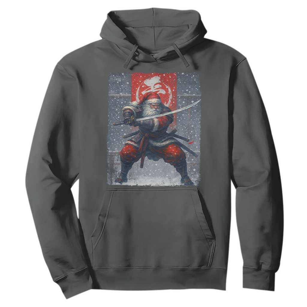 Christmas Samurai Santa Hoodie Japanese Xmas Warrior Sword Katana TS11 Dark Heather Print Your Wear