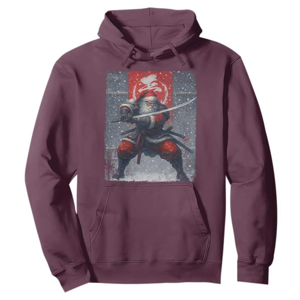 Christmas Samurai Santa Hoodie Japanese Xmas Warrior Sword Katana TS11 Maroon Print Your Wear