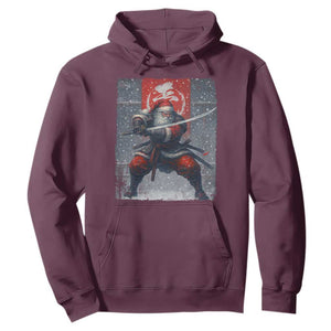 Christmas Samurai Santa Hoodie Japanese Xmas Warrior Sword Katana TS11 Maroon Print Your Wear