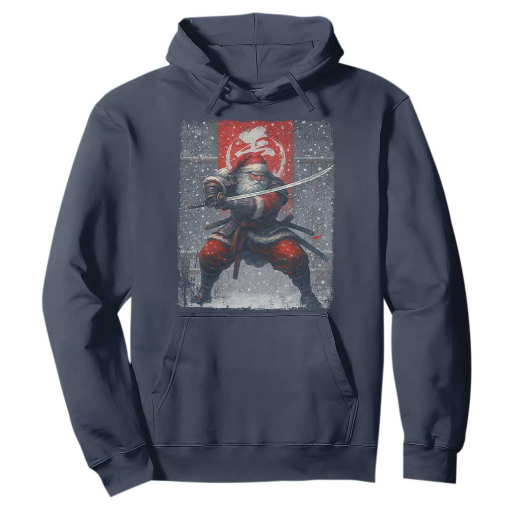 Christmas Samurai Santa Hoodie Japanese Xmas Warrior Sword Katana TS11 Navy Print Your Wear