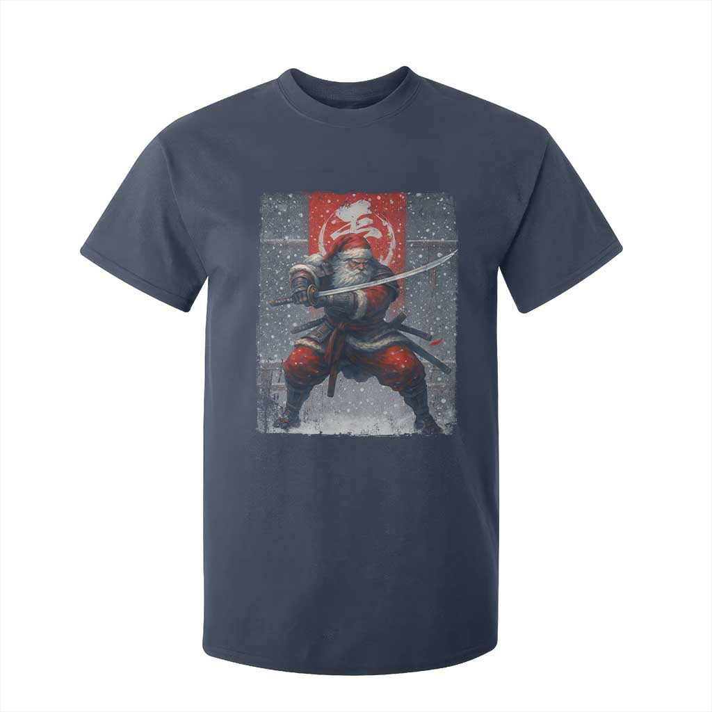 Christmas Samurai Santa T Shirt For Kid Japanese Xmas Warrior Sword Katana TS11 Navy Print Your Wear