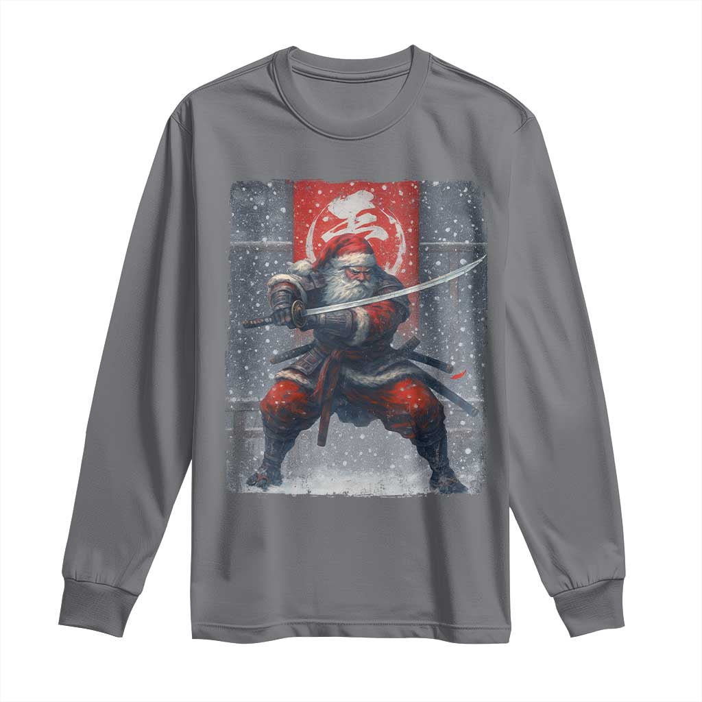 Christmas Samurai Santa Long Sleeve Shirt Japanese Xmas Warrior Sword Katana TS11 Charcoal Print Your Wear