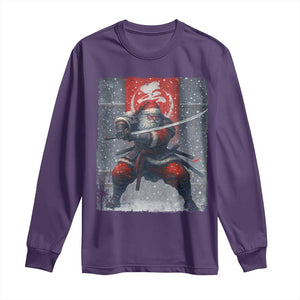 Christmas Samurai Santa Long Sleeve Shirt Japanese Xmas Warrior Sword Katana TS11 Purple Print Your Wear