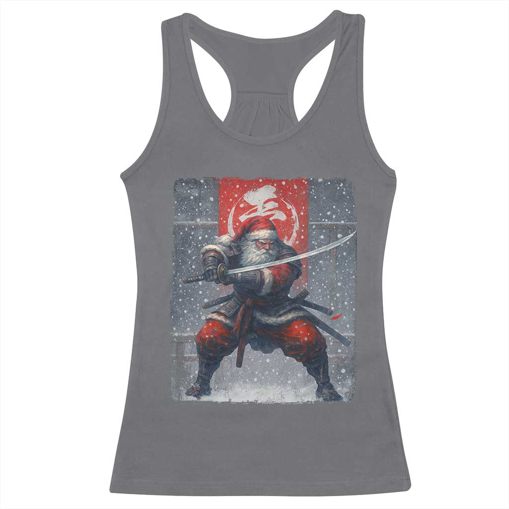 Christmas Samurai Santa Racerback Tank Top Japanese Xmas Warrior Sword Katana TS11 Charcoal Print Your Wear