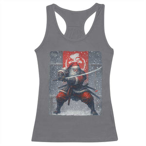 Christmas Samurai Santa Racerback Tank Top Japanese Xmas Warrior Sword Katana TS11 Charcoal Print Your Wear