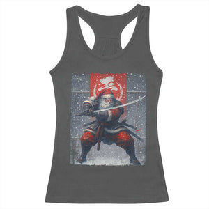 Christmas Samurai Santa Racerback Tank Top Japanese Xmas Warrior Sword Katana TS11 Dark Heather Print Your Wear