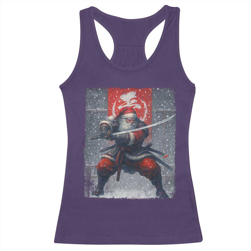 Christmas Samurai Santa Racerback Tank Top Japanese Xmas Warrior Sword Katana TS11 Purple Print Your Wear