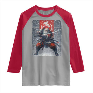 Christmas Samurai Santa Raglan Shirt Japanese Xmas Warrior Sword Katana TS11 Sport Gray Red Print Your Wear