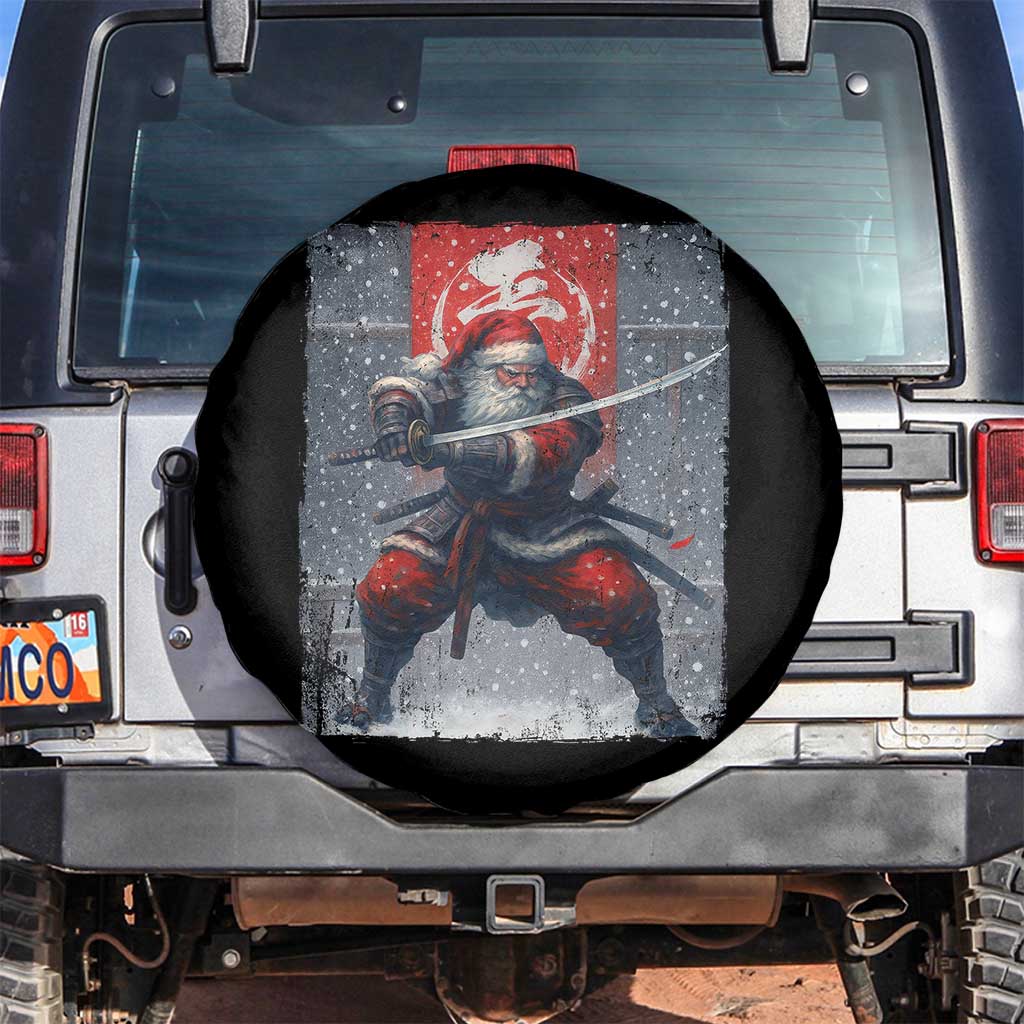 Christmas Samurai Santa Spare Tire Cover Japanese Xmas Warrior Sword Katana TS11 No hole Black Print Your Wear