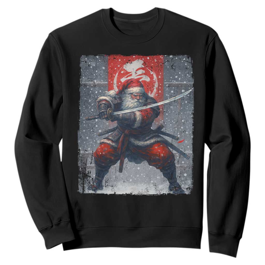 Christmas Samurai Santa Sweatshirt Japanese Xmas Warrior Sword Katana TS11 Black Print Your Wear